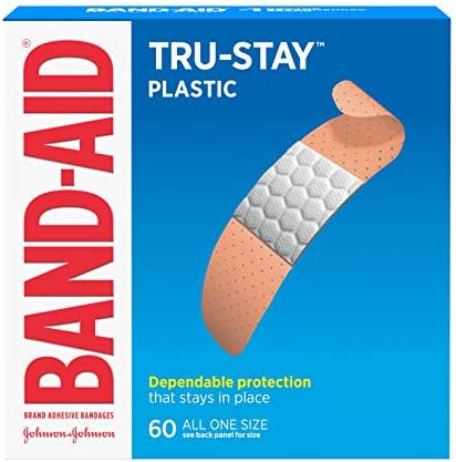 Yara Bandı Marka Tru - Stay Plastik Şeritler Yara Bakımı ve ilk Yardım için yapışkan bandajlar, Hepsi Bir Boyut, 60