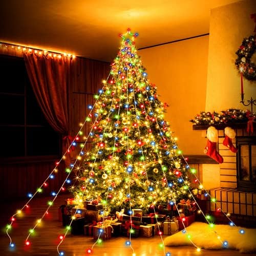 Noel ışıkları açık, Noel için GUPİCAY şelale ışıkları, bahçe için açık Noel süsleri, ağaç evi tatil partisi için noel
